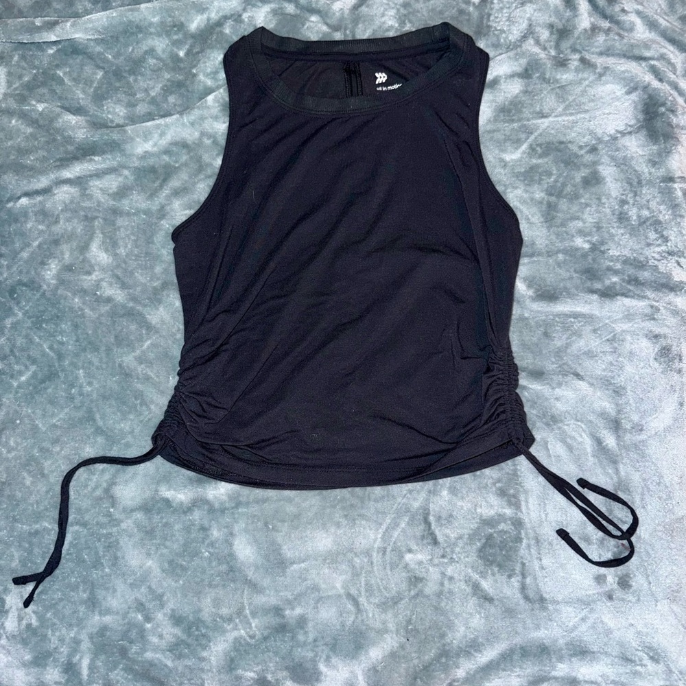 All in Motion Black Ruched Tank Top
